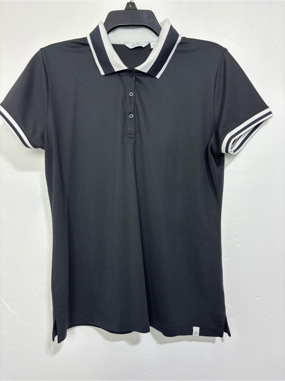 Lady Hagen Women's Medium Golf Polo Short Sleeve Shirt Black White Trim